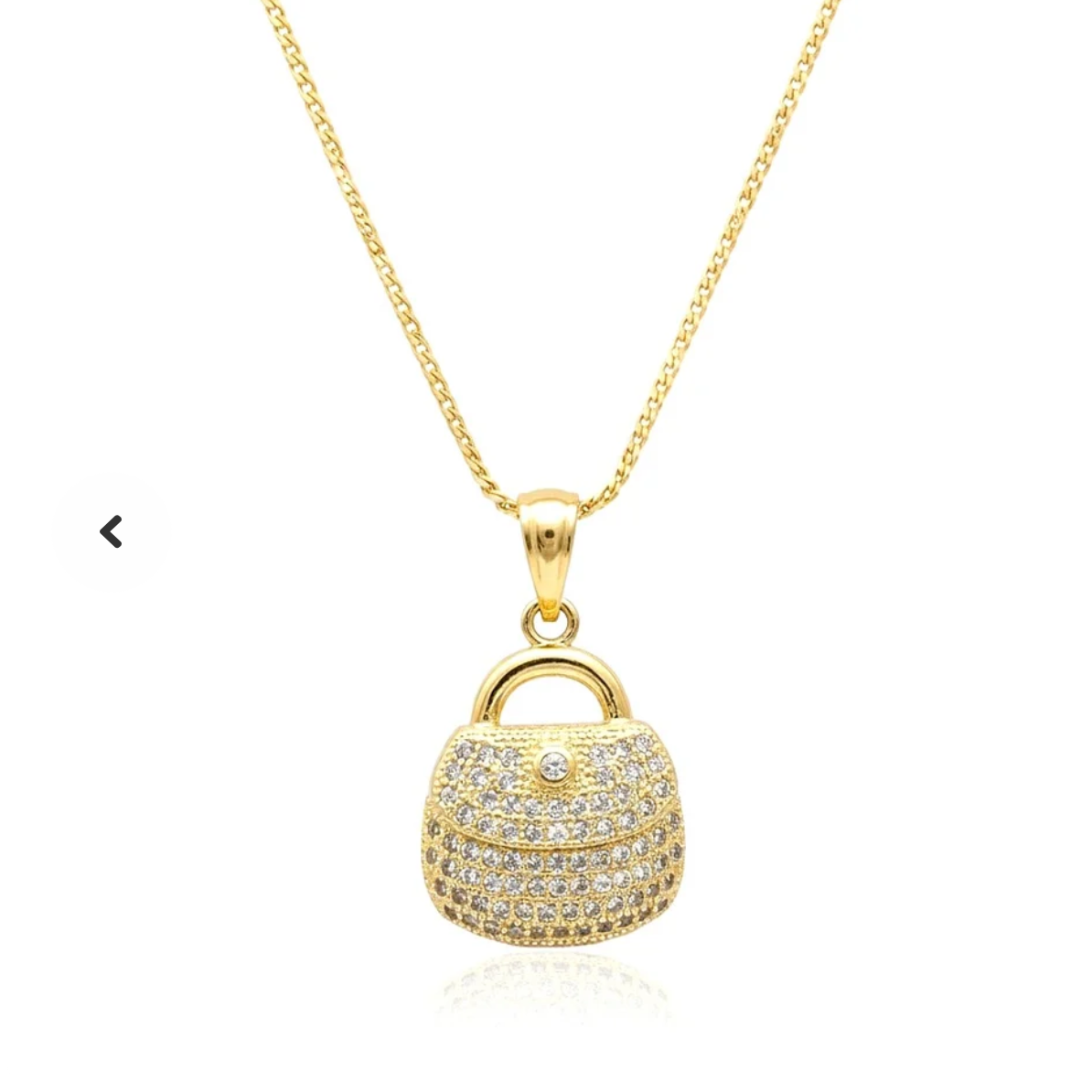 Collier sac a main serti de zirconiums plaqué or