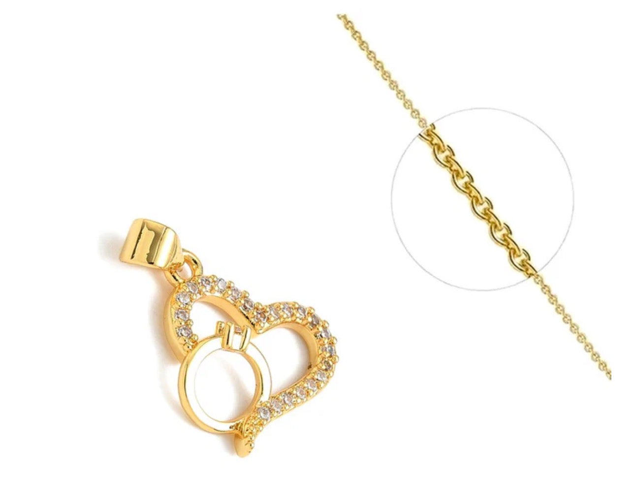 Collier Pendentif Cœur Zirconiums Plaqué Or – Chaîne 45 cm