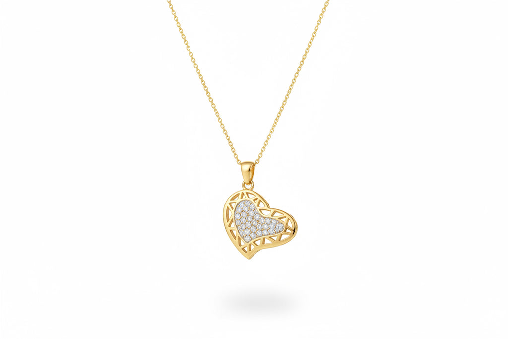 Collier Pendentif Cœur Plaqué Or 18k