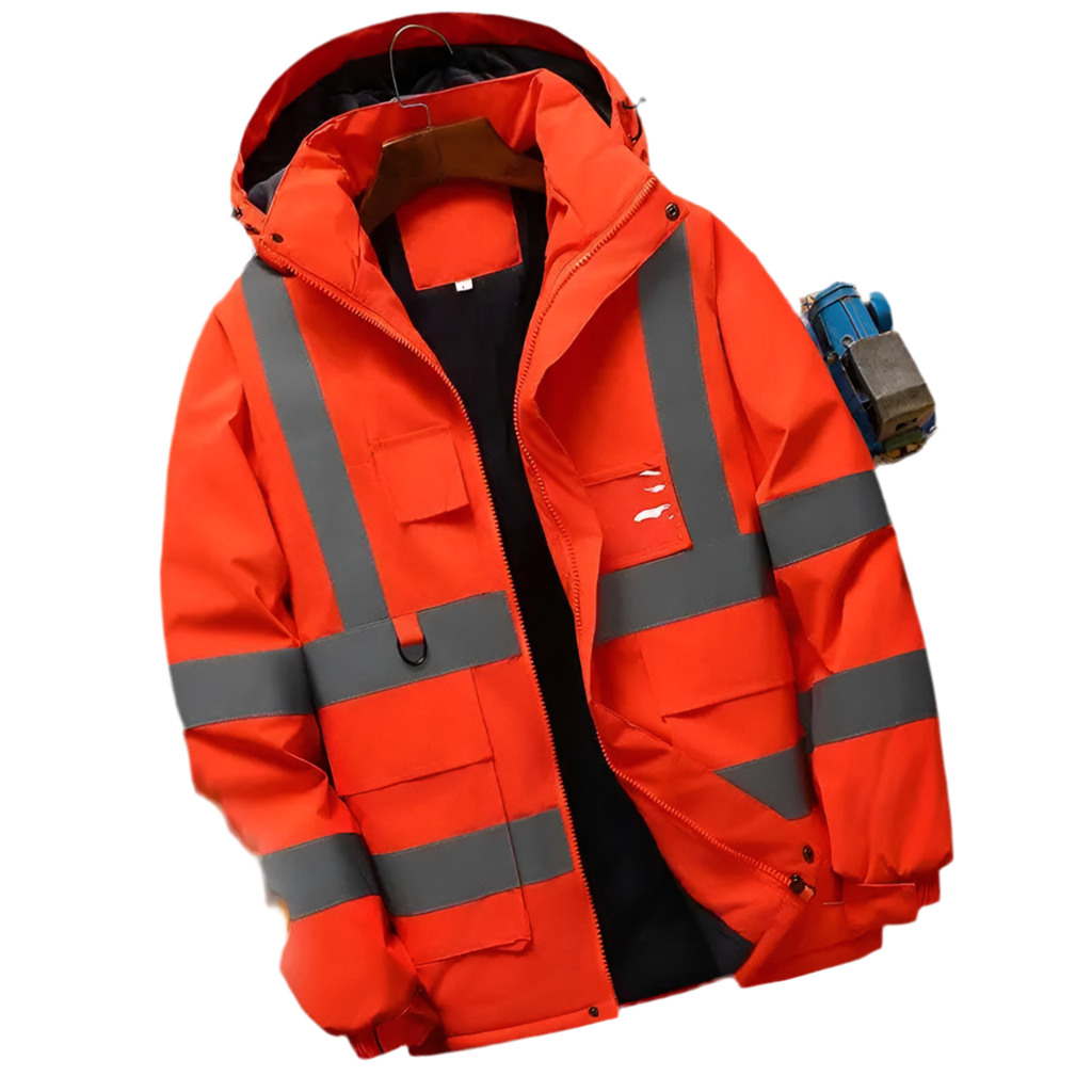 Veste Homme Travail Hiver - Manteau Doublé Thermique Réfléchissant Multi-Poches Logo Personnalisable