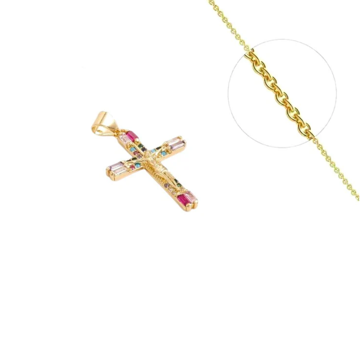 Collier Croix Multicolores plaqué or