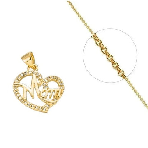 Collier coeur Mom zirconiums ajoure plaqué or