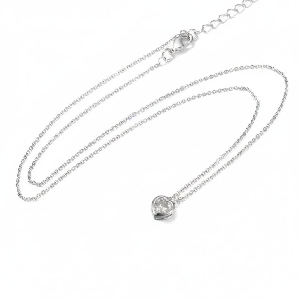 Collier coeur zirconium blanc plaqué or