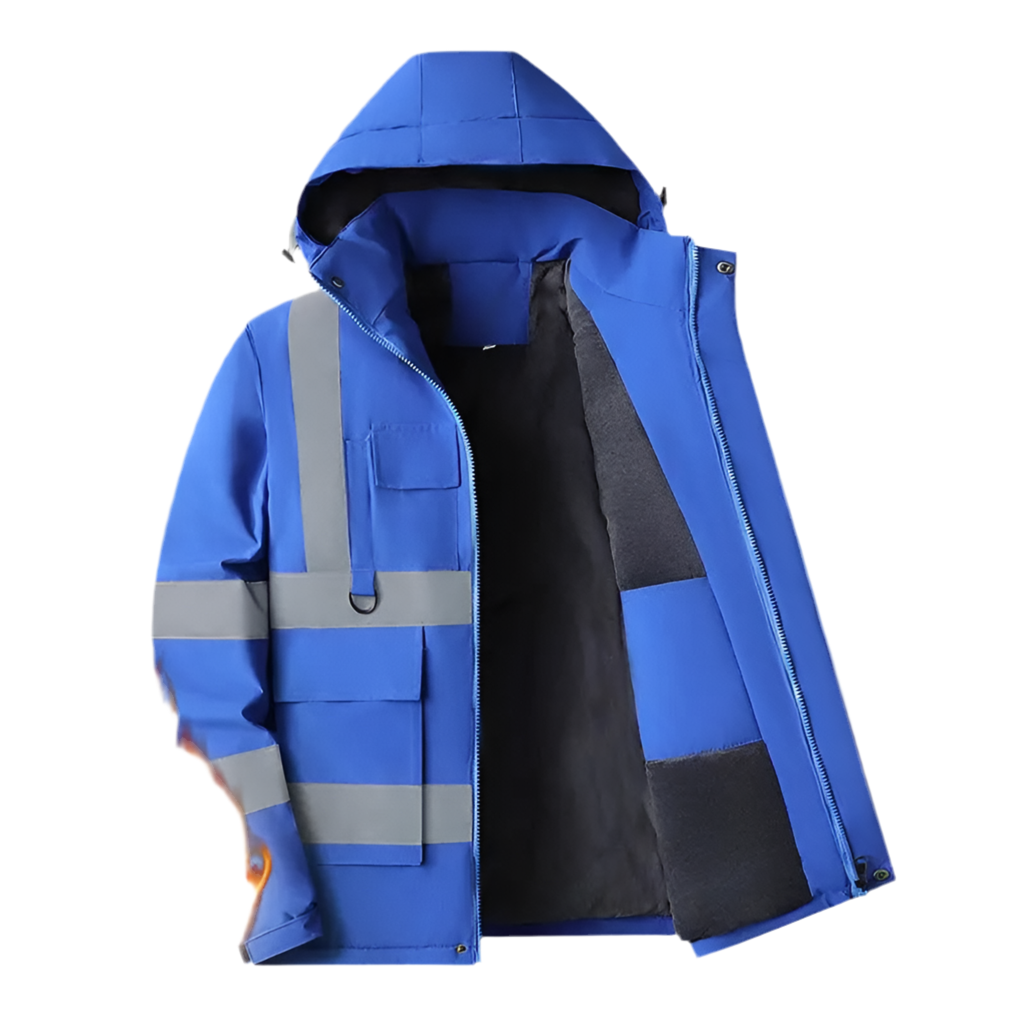 Veste Homme Travail Hiver - Manteau Doublé Thermique Réfléchissant Multi-Poches Logo Personnalisable
