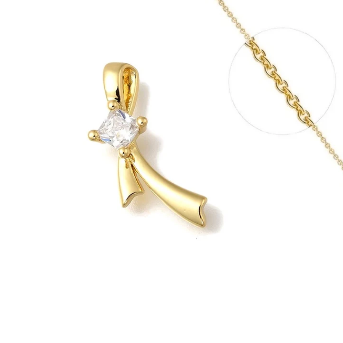 Collier ruban oxyde blanc plaqué or
