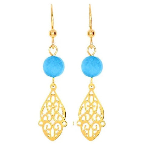 Boucles d'oreilles Oriental Filigrane – Pierre Naturelle plaqué or plusieurs coloris