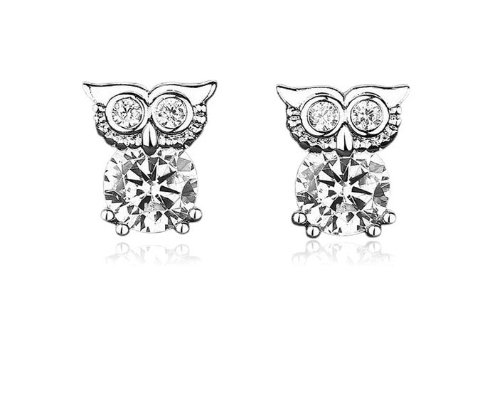Boucles d'oreilles hibou argent 925