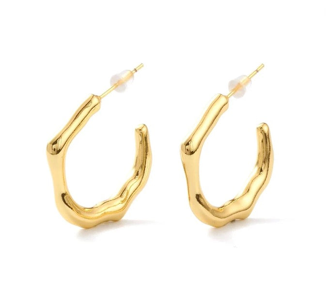 Boucles d'oreilles créoles Organiques Fondu plaqué or