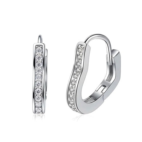 Boucles d'oreilles argent 925 Créoles cœur zirconiums sertis