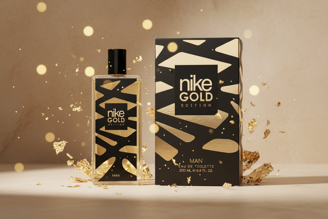NIKE Gold Edition, Eau de Cologne pour Homme, 200ml, Parfum en Spray, Eau de Toilette Naturelle et Masculine, Arôme d'Agrumes Épicé, Parfum Frais, Élégant et Longue Durée