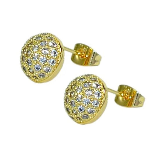 Boucles d'oreilles puces Rondes Zircon Doré