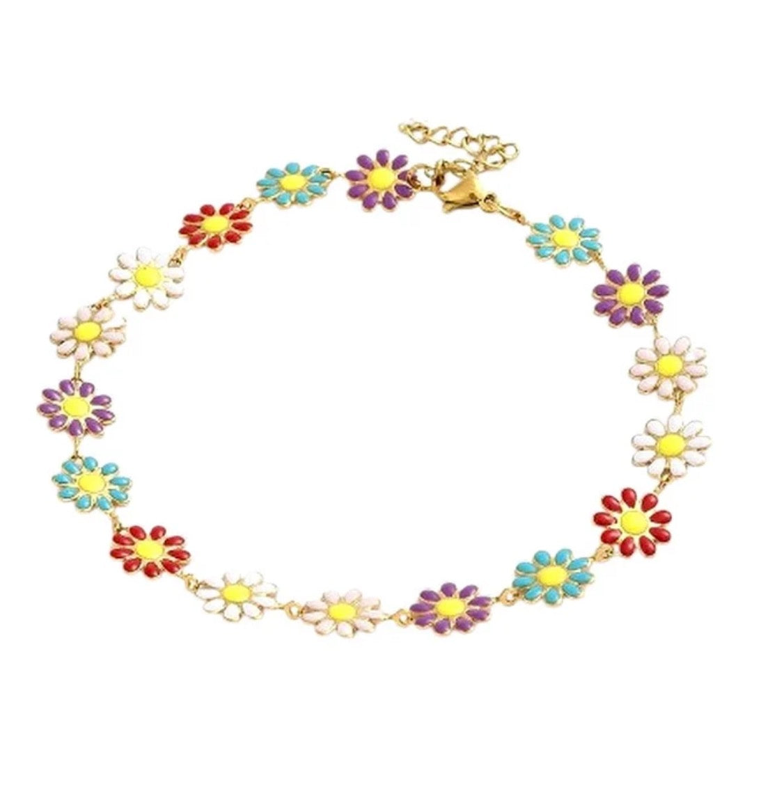 Bracelet marguerites acier inoxydable deux coloris