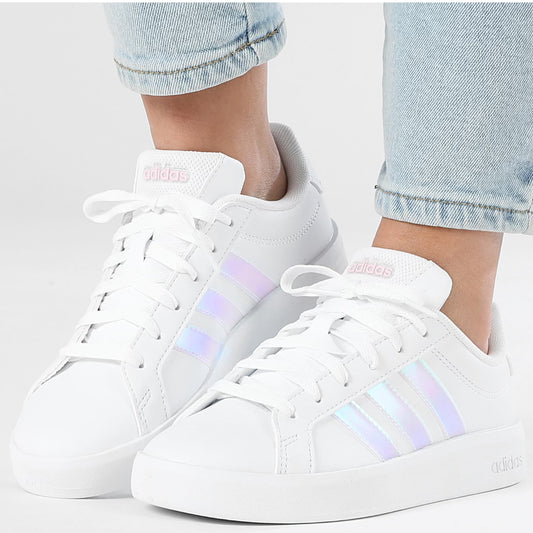 Adidas Grand Court 3.0 J JQ1978 Footwear White Iridescent - Baskets Femme