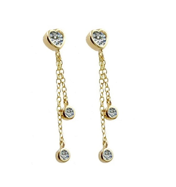 Boucles d'oreilles tombantes Cœur & plaqué or