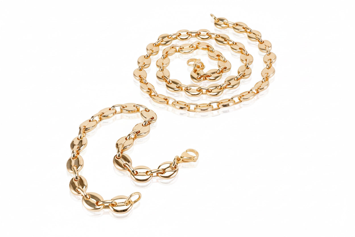 Parure Acier inoxydable- & Bracelet Grain de Café