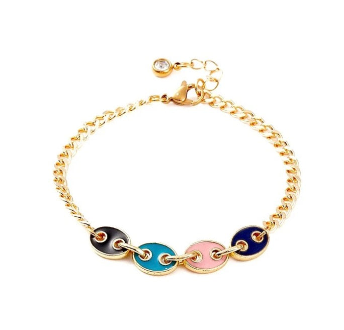 Bracelet Grain de Café Émail – Chaîne plaqué or plusieurs coloris