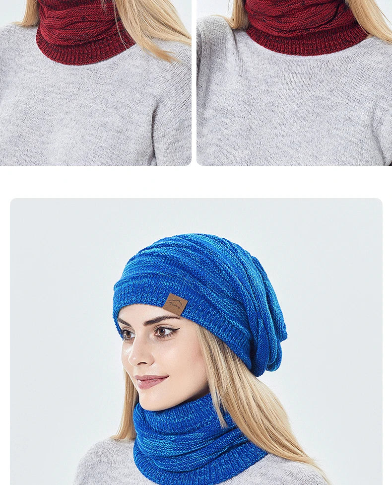 Ensemble Bonnet Écharpe Hiver Femme - Bonnet Tricoté Chaud Doublure Fourrure