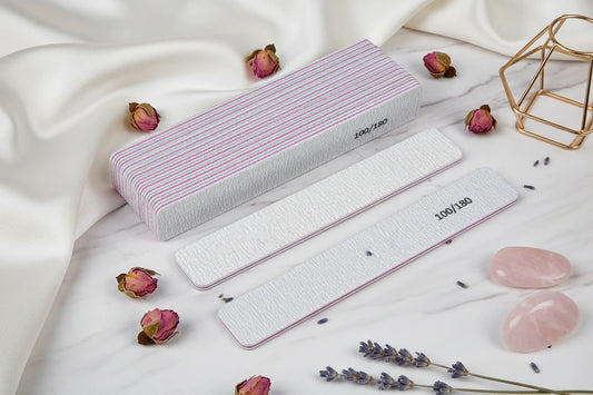 Limes à Ongles Grises 100/180 Lot de 10pcs - Carrées Droites Buffer Manucure Ponçage UV Gel Polish Soin Ongles