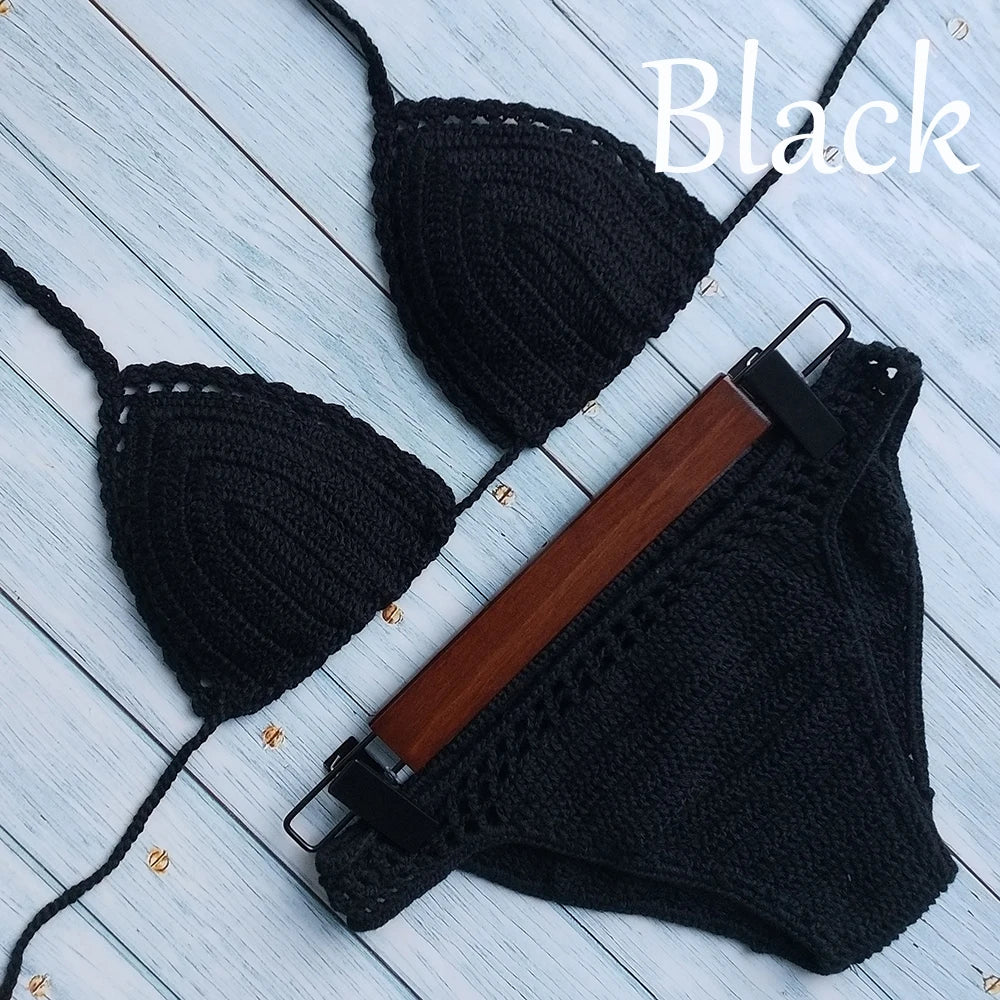 Ensemble Bikini Micro Crochet avec Doublure et Coussinets - Maillot de Bain Sexy