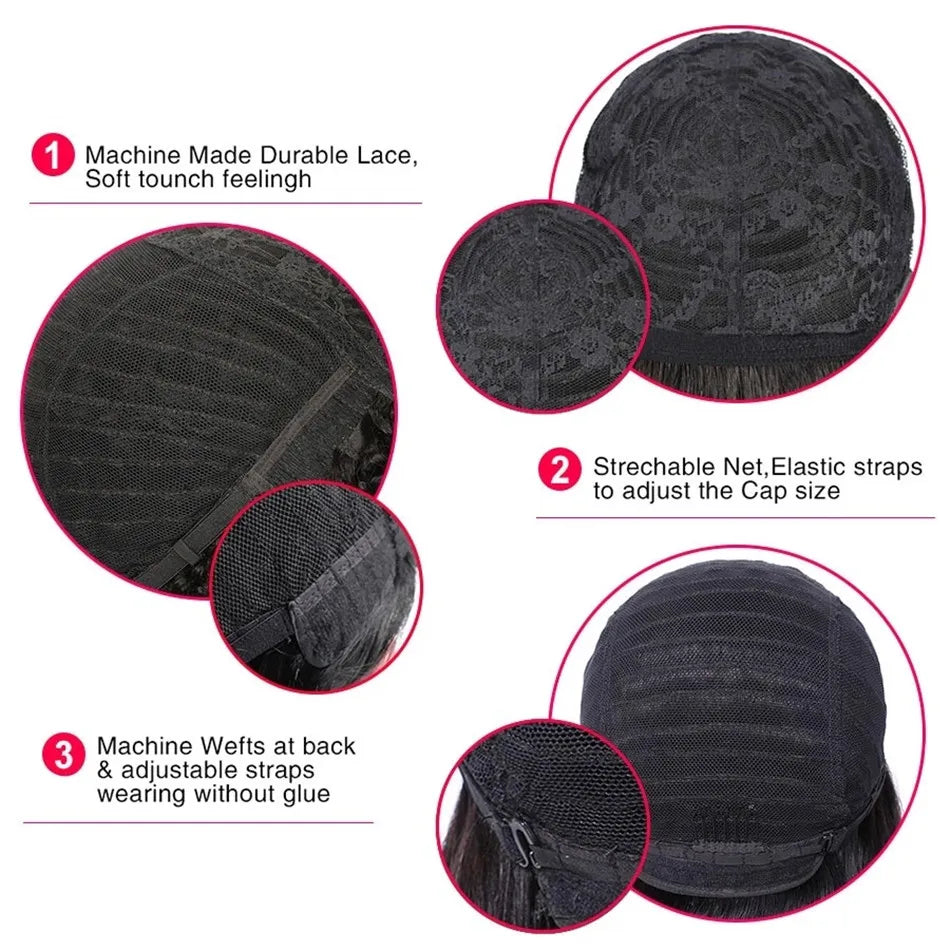 Perruque Cheveux Humains Pixie Cut Courte Bob - Machine Made Sans Lace Brésilienne Remy Femme