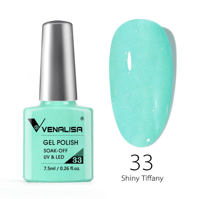 Vernis Gel Ongles Paillettes Réfléchissantes VENALISA - Néon Couverture Complète UV Manucure Nail Art