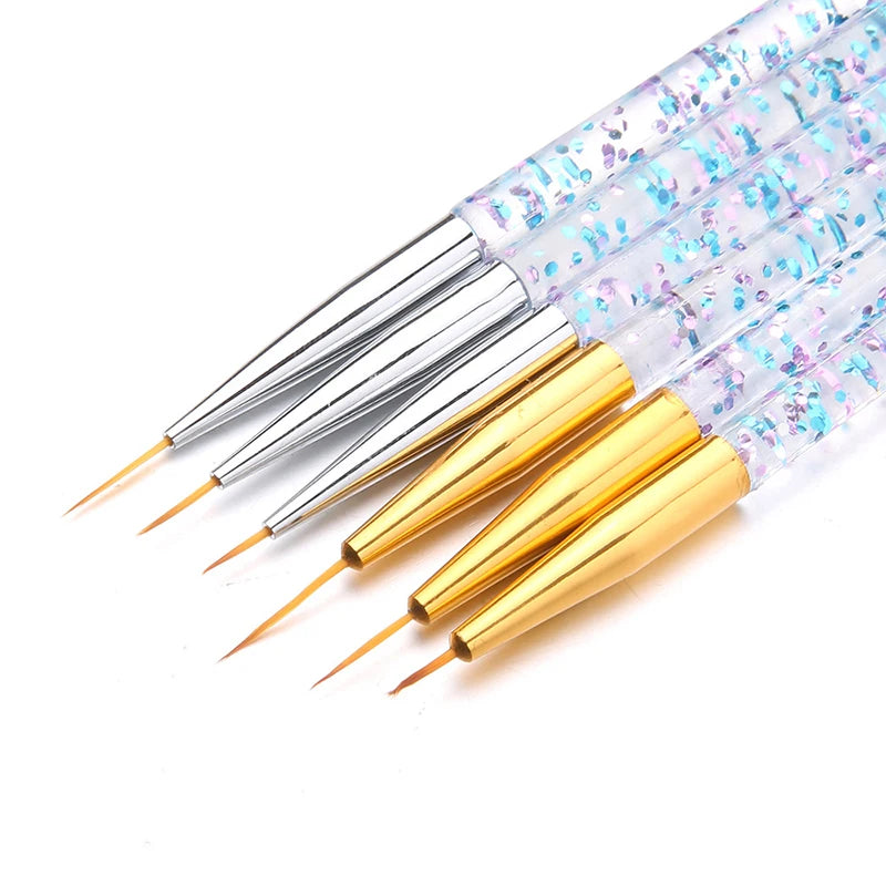 Set 3pcs Pinceaux Nail Art Ligne Française - Stylo Peinture Acrylique 3D Manucure Dessin Ligne Fine UV Gel Outils Peinture