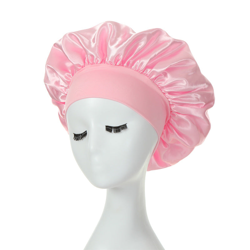 Bonnet Satin Femme Bandeau Large Élastique - Bonnet Nuit Soie Sleeping Cap Protection Cheveux Extensible Spandex