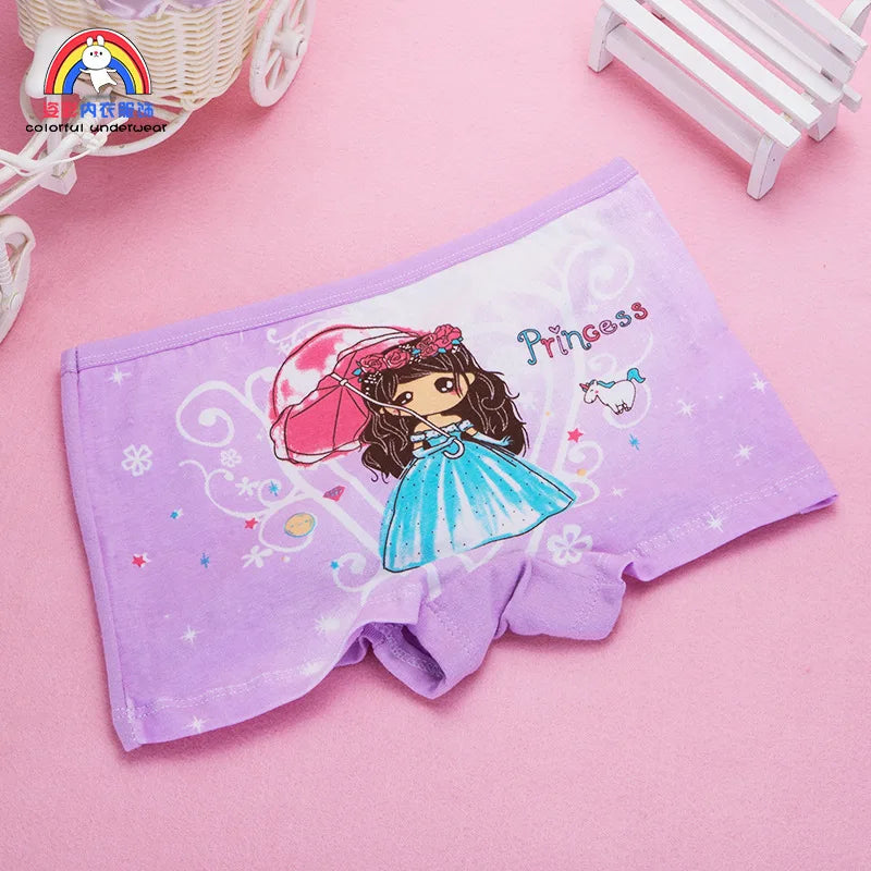 Lot 4 Culottes Fille Cartoon - Boxers Coton Imprimés Mignons 2-10 Ans