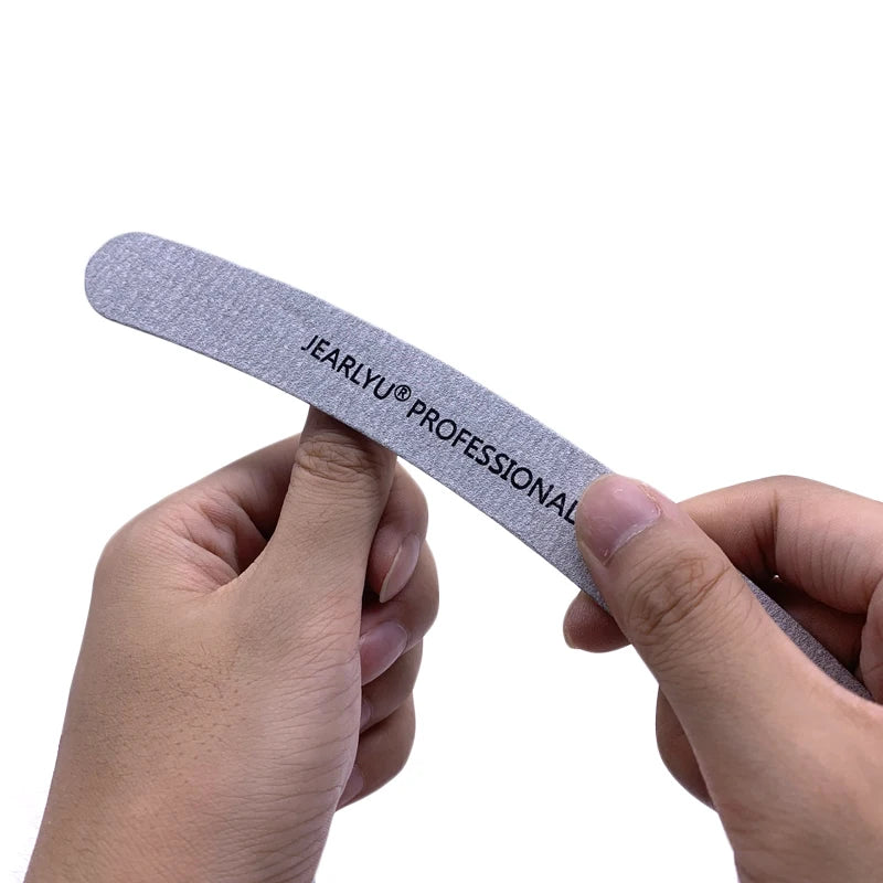 Lime à Ongles Bois 10pcs 180/240 - Courbée Professionnelle Grise Ponçage Manucure Gel Épaisse Résistante