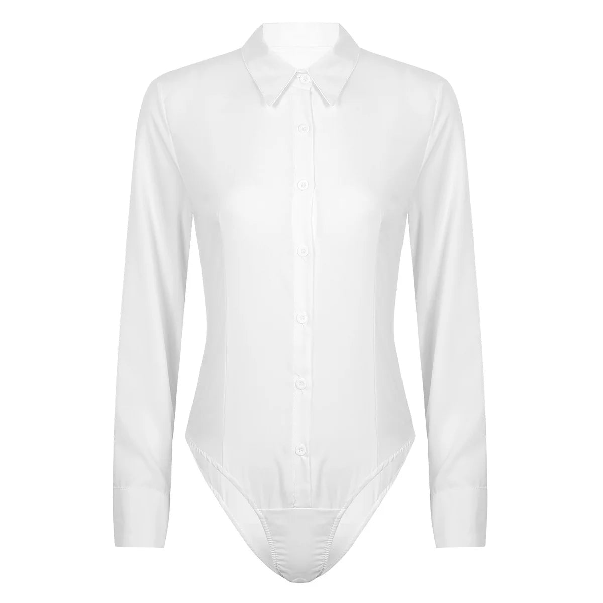 Chemise Body Femme Bureau Blanc - Manches Longues Slim Fit Uniforme Travail