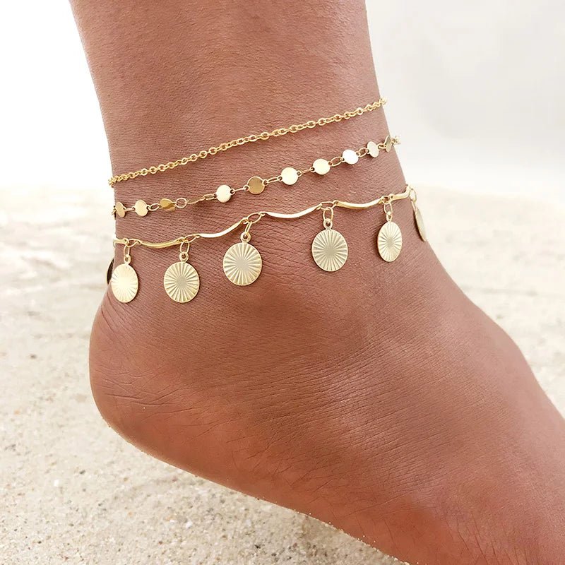 Chaîne Cheville Acier Inoxydable Chevron Snake - Été Ankle Foot Bracelet Cadeau Femme