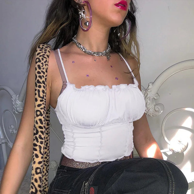 Top Crop Volants Femme Été Sexy