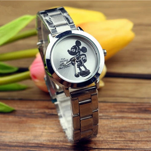 Disney Mickey Mouse Cartoons PU Strap Quartz Watch  Children's Watch Boy Girl Watch Ladies Wrist Student Clock Gift Relogio