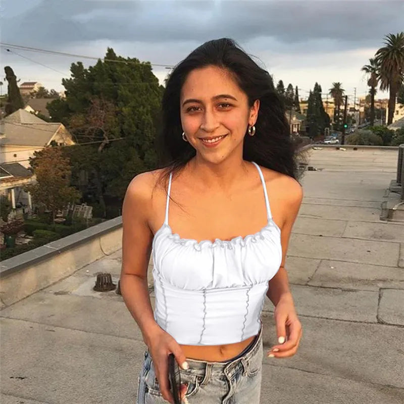 Top Crop Volants Femme Été Sexy