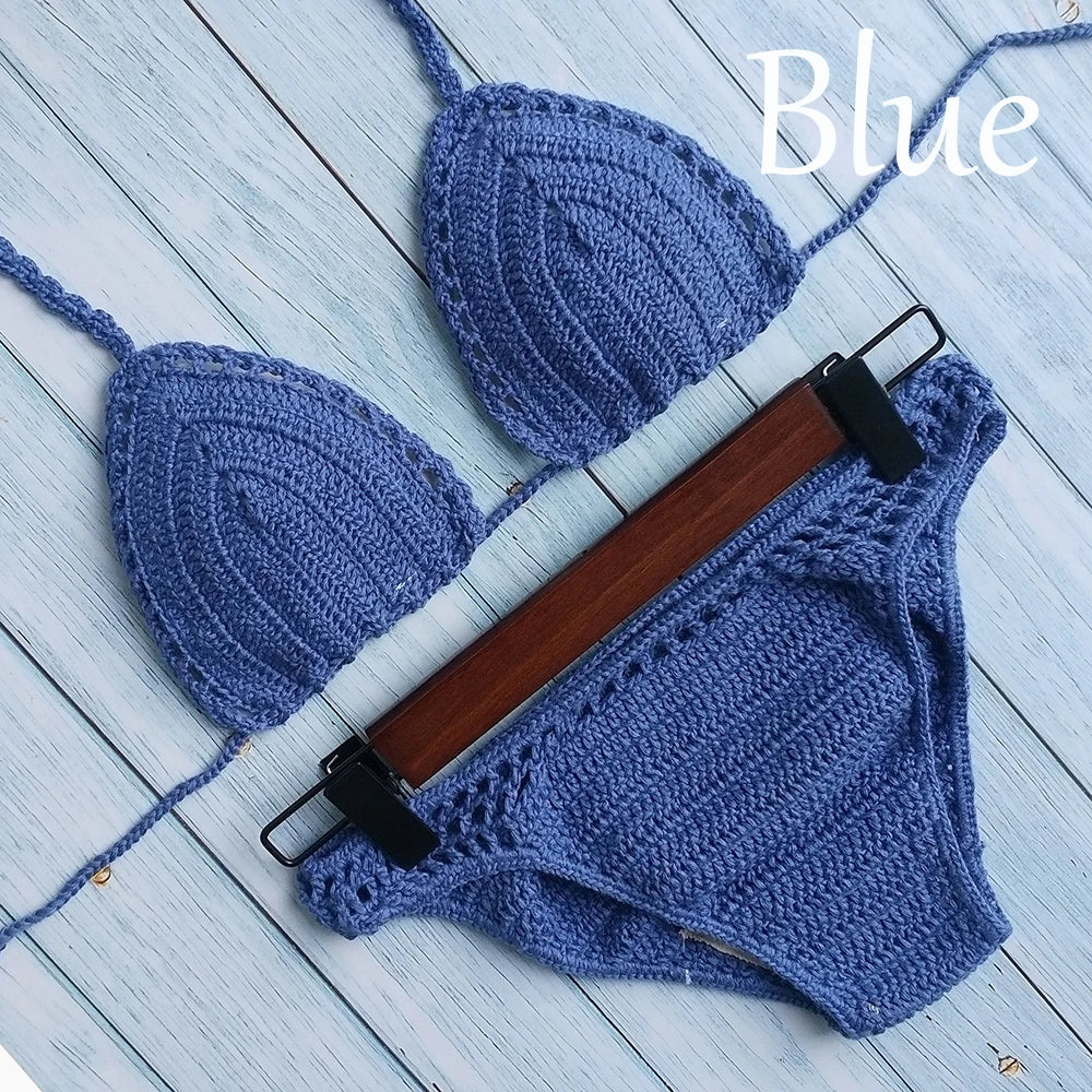 Ensemble Bikini Micro Crochet avec Doublure et Coussinets - Maillot de Bain Sexy