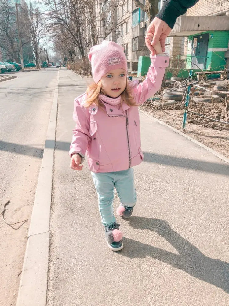 Veste Simili Cuir Fille - Blouson Col Revers Automne Hiver