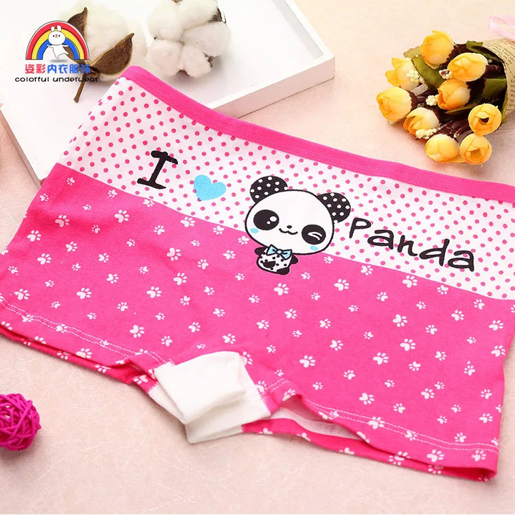 Lot 4 Culottes Fille Cartoon - Boxers Coton Imprimés Mignons 2-10 Ans