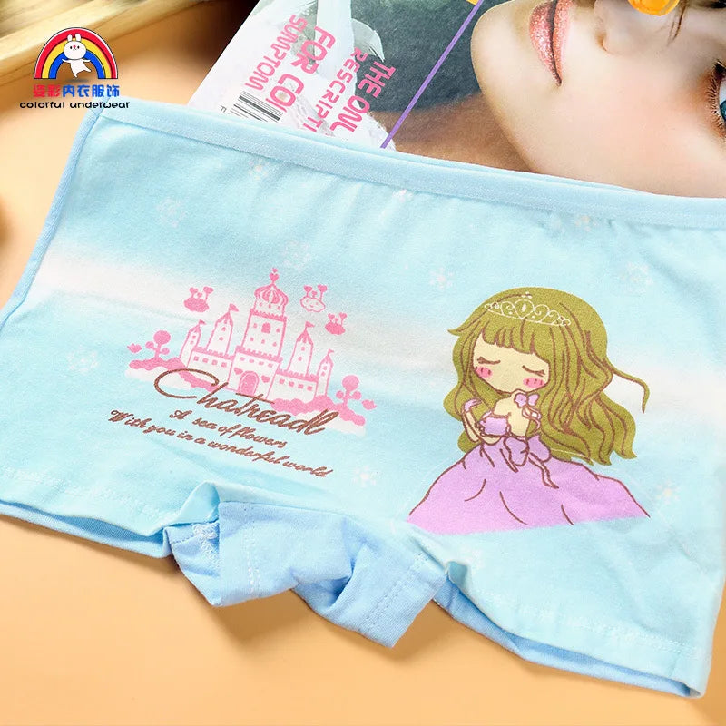 Lot 4 Culottes Fille Cartoon - Boxers Coton Imprimés Mignons 2-10 Ans