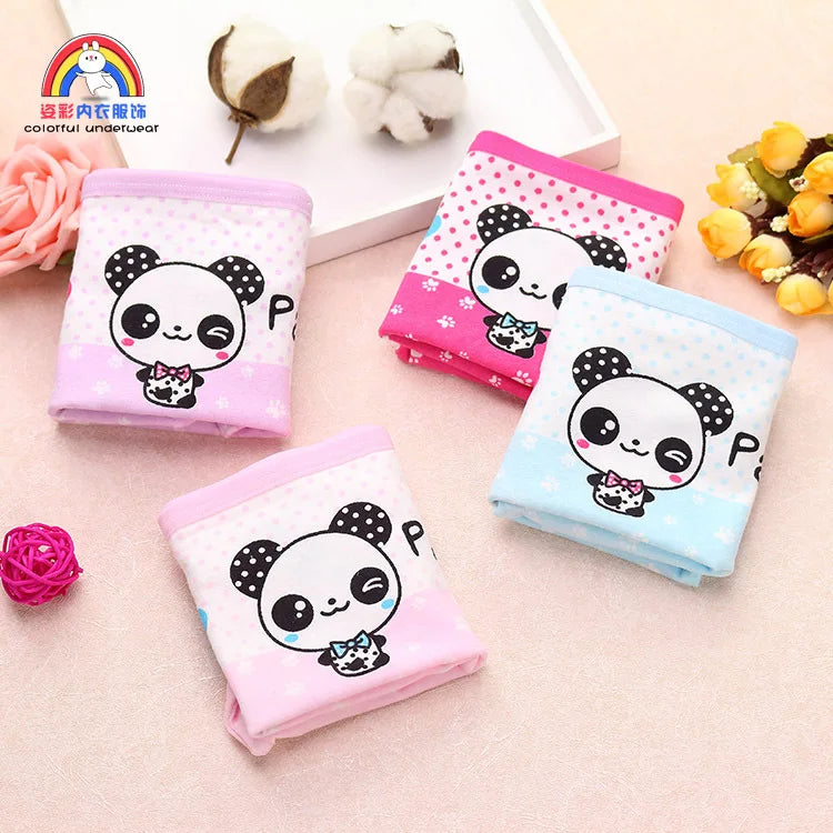 Lot 4 Culottes Fille Cartoon - Boxers Coton Imprimés Mignons 2-10 Ans