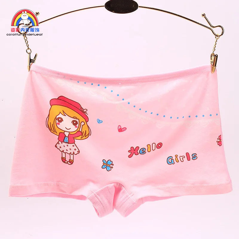 Lot 4 Culottes Fille Cartoon - Boxers Coton Imprimés Mignons 2-10 Ans