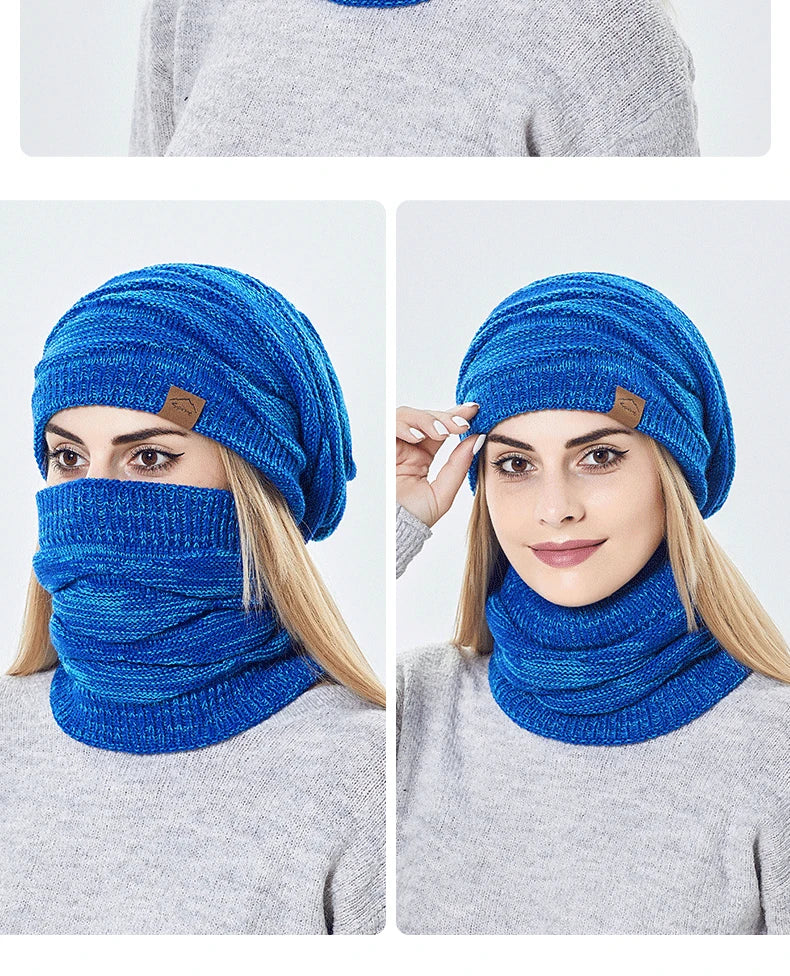 Ensemble Bonnet Écharpe Hiver Femme - Bonnet Tricoté Chaud Doublure Fourrure