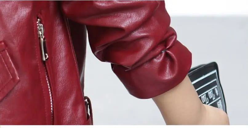 Veste Simili Cuir Fille - Blouson Col Revers Automne Hiver