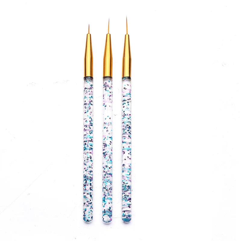 Set 3pcs Pinceaux Nail Art Ligne Française - Stylo Peinture Acrylique 3D Manucure Dessin Ligne Fine UV Gel Outils Peinture