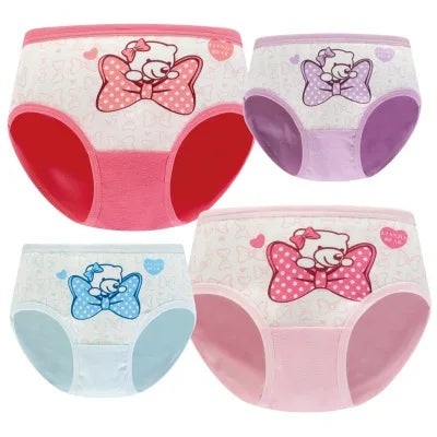 Lot 4 Culottes Fille Cartoon - Boxers Coton Imprimés Mignons 2-10 Ans