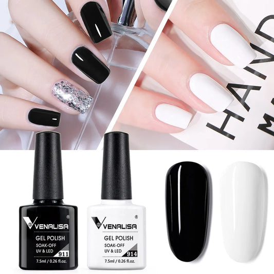 Vernis Gel Ongles VENALISA 7.5ml - Semi-Permanent UV Paillettes Mat Top Coat Couleurs Manucure