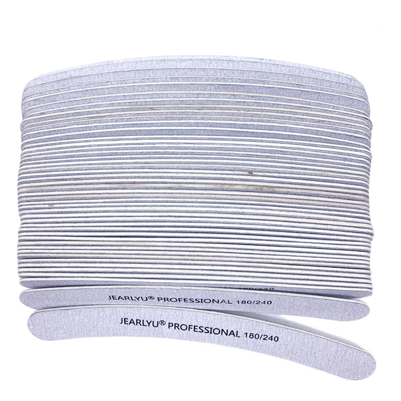 Lime à Ongles Bois 10pcs 180/240 - Courbée Professionnelle Grise Ponçage Manucure Gel Épaisse Résistante