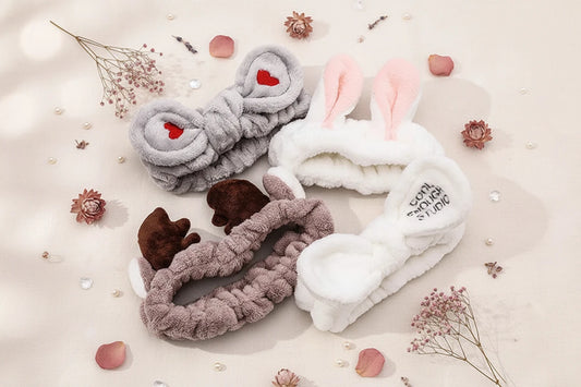 Bandeau Cheveux Corail Oreilles Animaux - Serre-Tête Nœud Lavage Visage Femme Fille