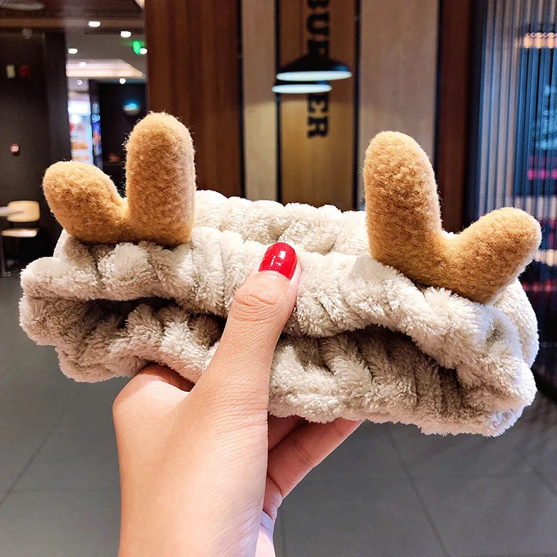 Bandeau Cheveux Corail Oreilles Animaux - Serre-Tête Nœud Lavage Visage Femme Fille