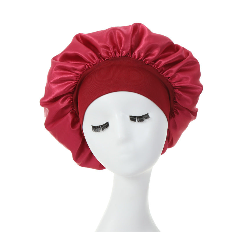Bonnet Satin Femme Bandeau Large Élastique - Bonnet Nuit Soie Sleeping Cap Protection Cheveux Extensible Spandex