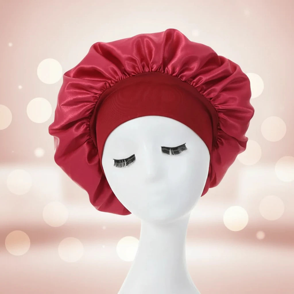 Bonnet Satin Femme Bandeau Large Élastique - Bonnet Nuit Soie Sleeping Cap Protection Cheveux Extensible Spandex